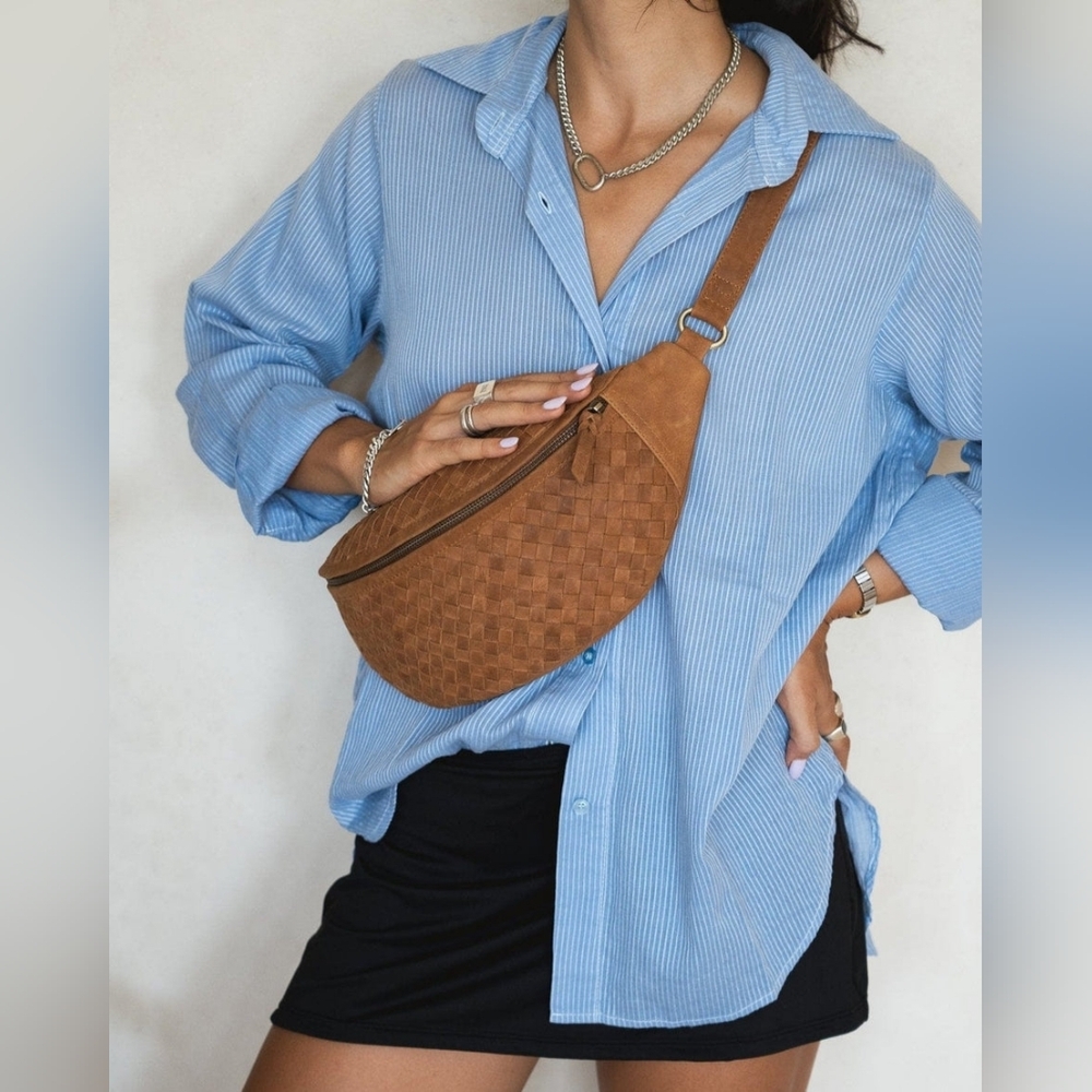 Mandrn Atlas Woven Crossbody Bag In Light Saddle